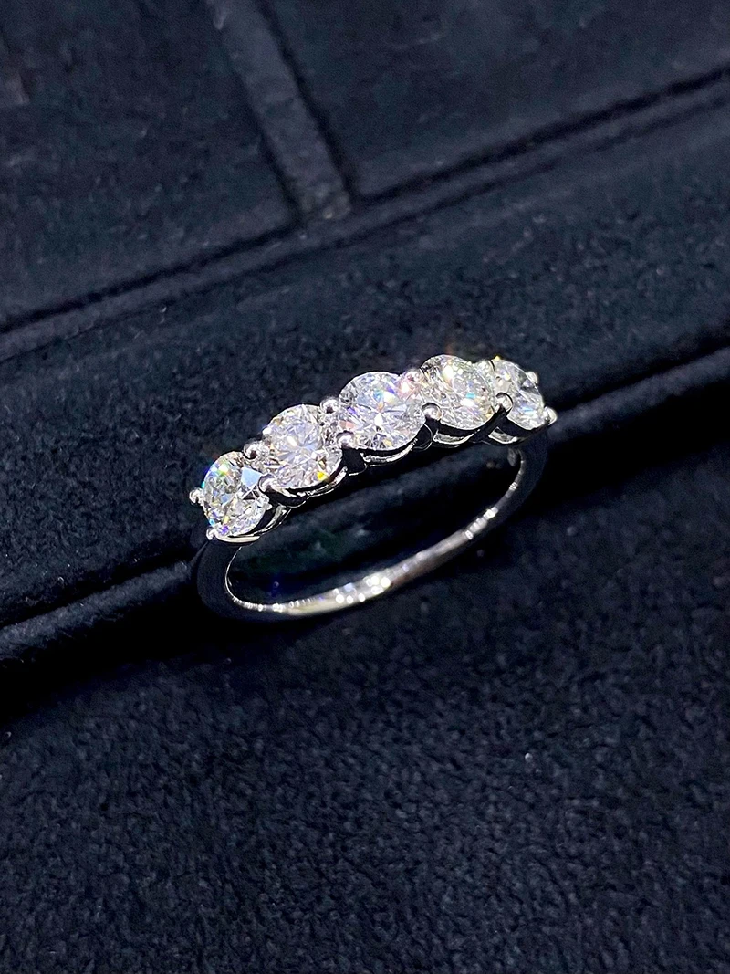 LUOWEND 100% 18K White Gold Rings Luxury Classic Design Real Natural Diamond Engagement Ring for Women High Wedding Jewelry