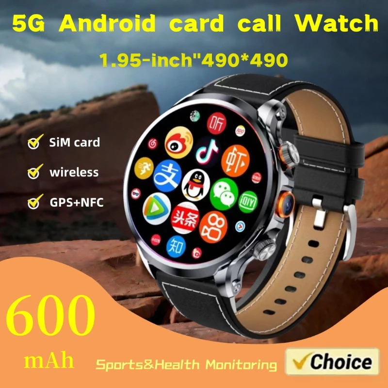 

2025 Новые 4G полносетевые умные часы для взрослых 1,95-дюймовые AMOLED Android8.1 10 ГБ + 256 ГБ Google Play WIFI GPS SIM-карта