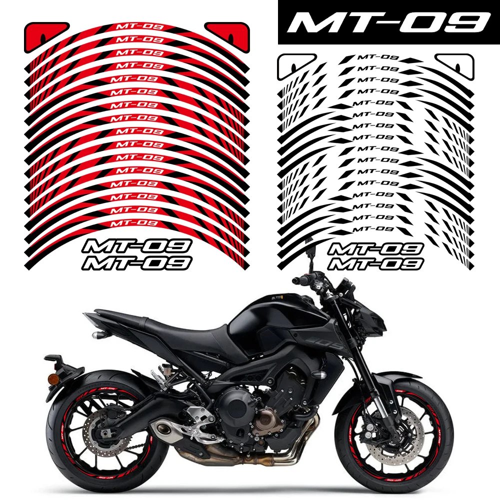 

A Set For YAMAHA MT09 MT-09 2017 2018 2019 2020 2021 2022 17 Inch Rim Sticker Reflective Motorcycle Hub Decal Accessories