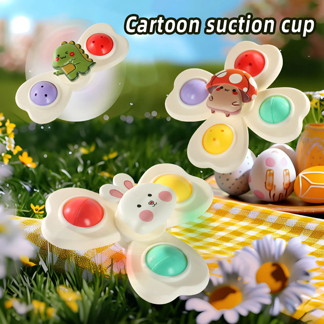 

Toy with Suction Cup Flower Spinning Baby Dining Table Fingertip Spinning Spinning Toy