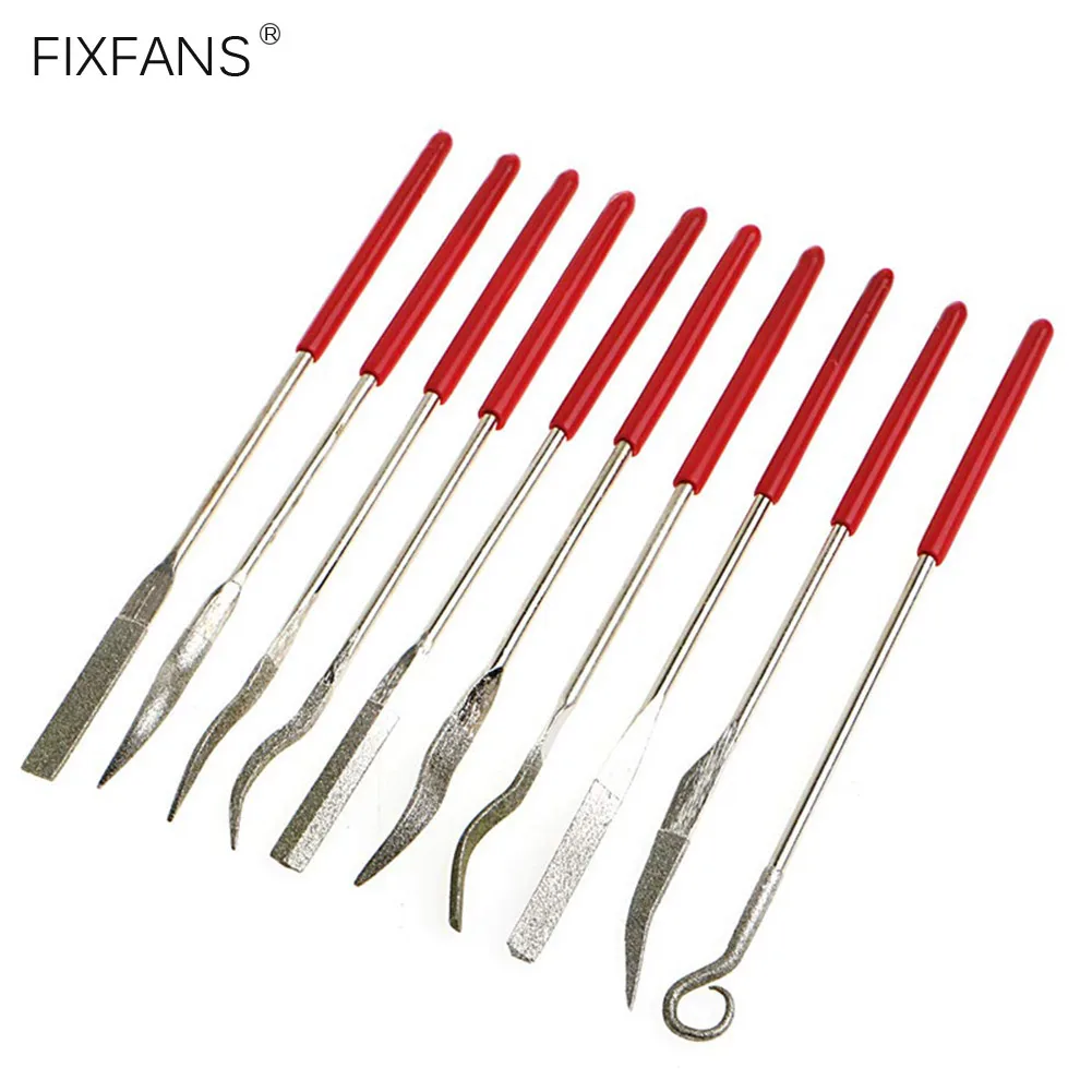 

10Pcs 3x140mm Assorted Diamond Coated Mini Riffler Needle File Set for Jewelers Glass Ceramic Wood Carving Craft Handy Files