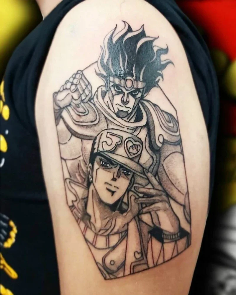 

Anime JoJo's Bizarre Adventure Temporary Tattoos Cartoon Star Platinum Waterproof Fake Tattoo Art Body Sticker for Woman Man