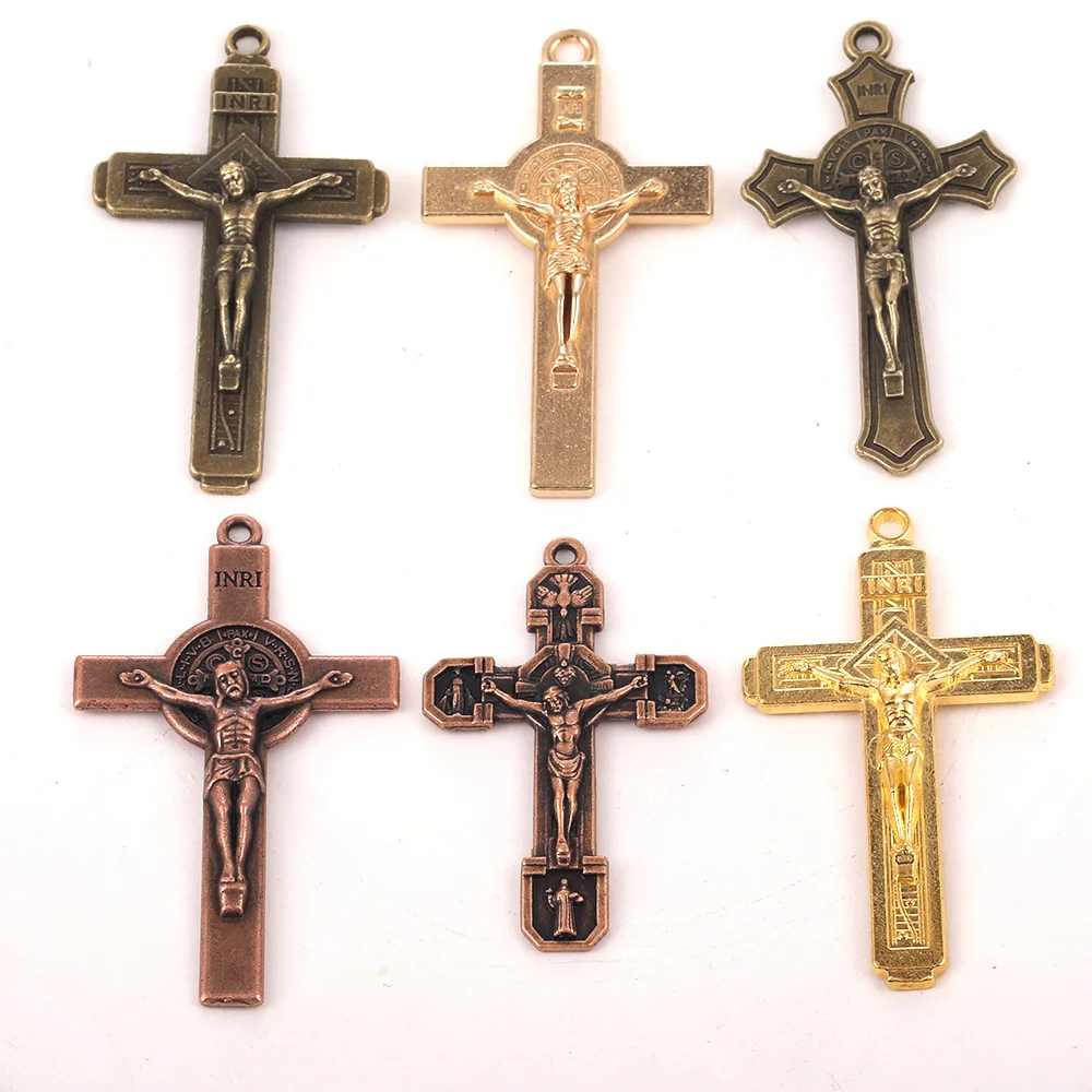 10 Piezas de Cruz de San Benito para Exorcismo, Colgante de Crucifijo, Recuerdo Religioso, Piezas para Hacer Joyas y Collares ﻿