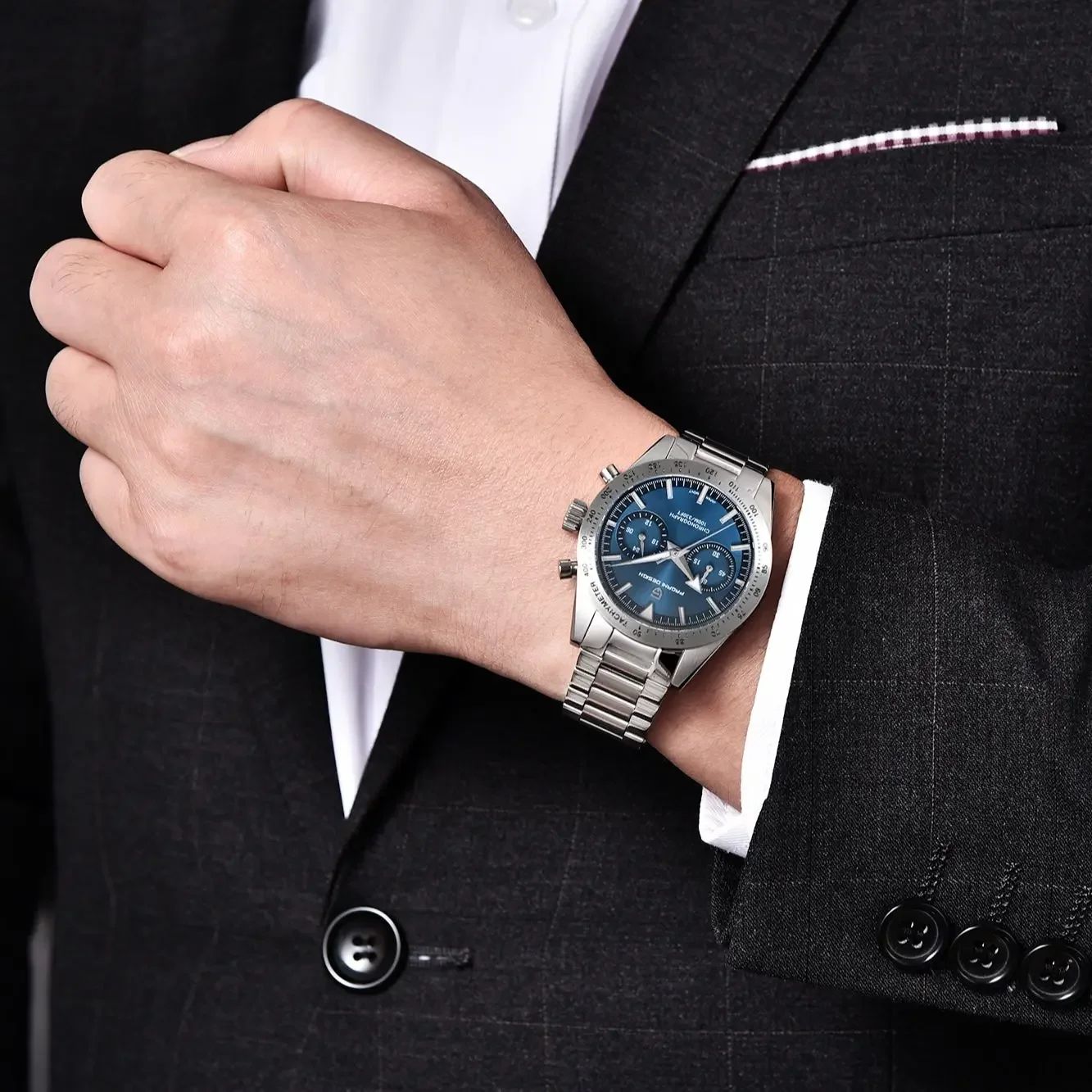 PAGANI DESIGN 2024 New Wide arrow Moon Men\'s Watches Luxury Quartz Watch For Men Sport Retro Chronograph VK64 AR Sapphire glass