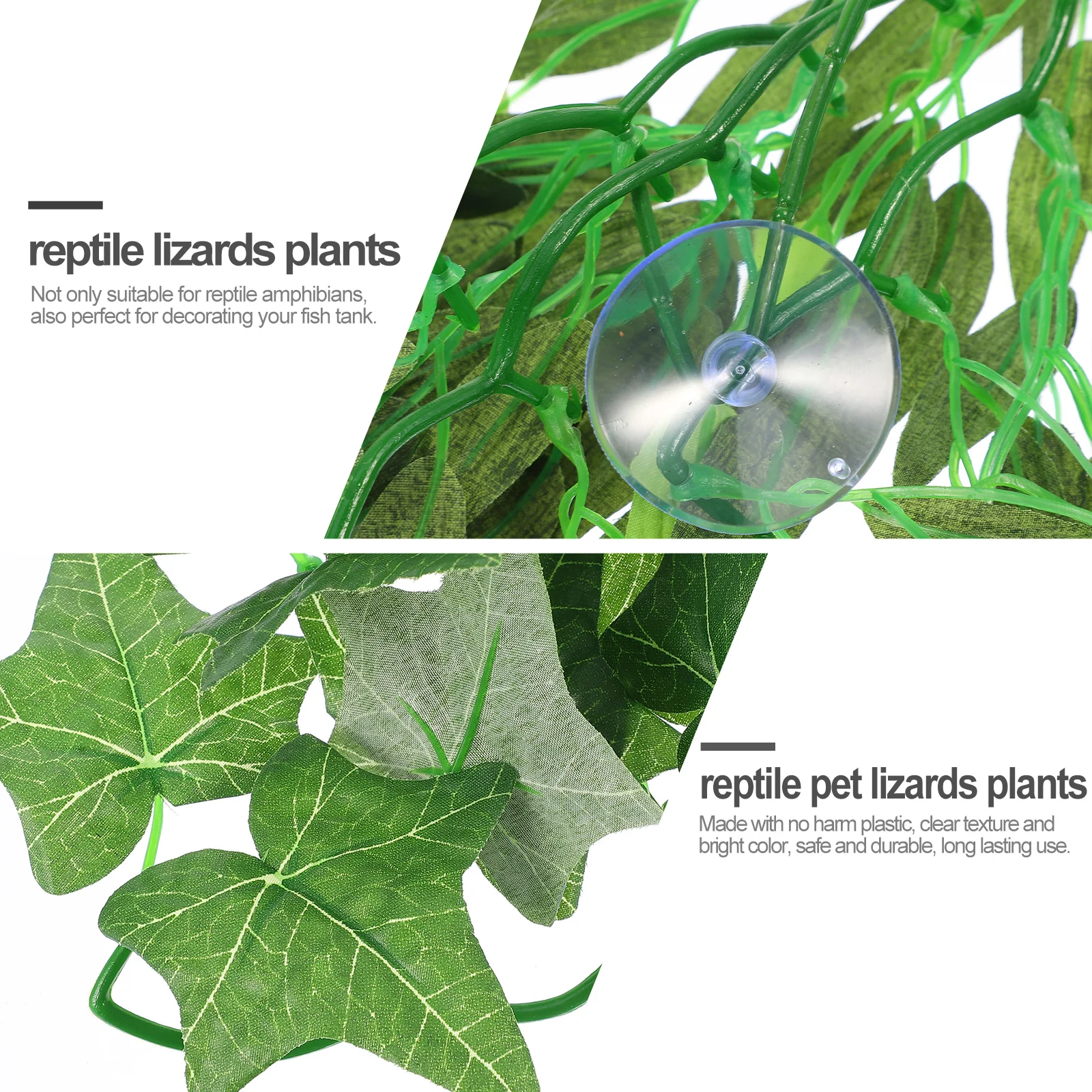 

3pcs For Reptile Lizards Geckos Snakes Amphibians Tank Habitat Aquarium Suction Cup Reptile Geckos Plants Leaves Included Safe