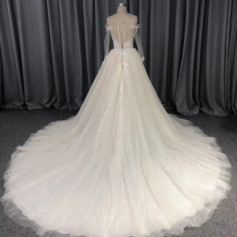 2024 Superfine Ivory Women Wedding Dresses Sexy Lace Printing A-line Bridal Gowns Formal Occasion Long Sleeves Vestido De Novias