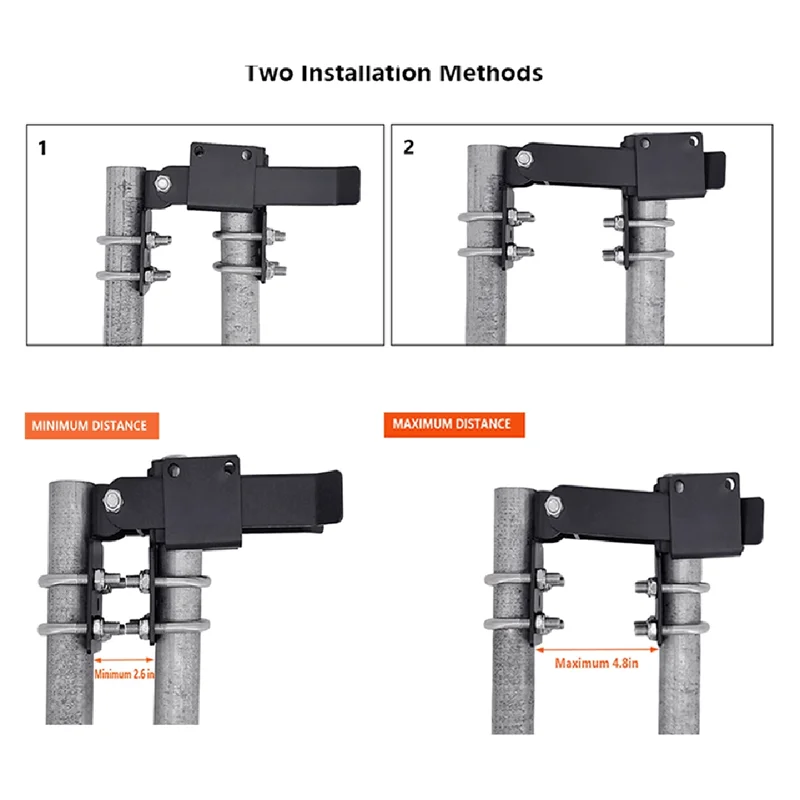 Pestillo de puerta doble con eslabones de cadena HFES para marcos de puertas de 1-3/8 pulgadas, pestillo de puerta de granja, pestillo de puerta doble de brazo fuerte para puertas batientes