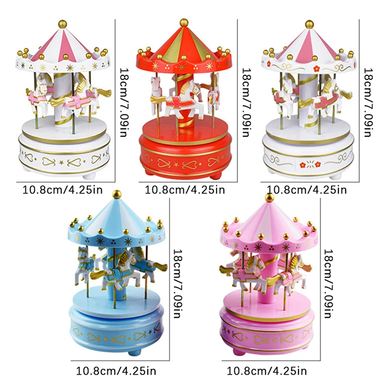 Carousel Music Box Cake Decorative Ornament Baby Birthday Gift Toys Romantic Desktop Ornament Christmas Home Decor