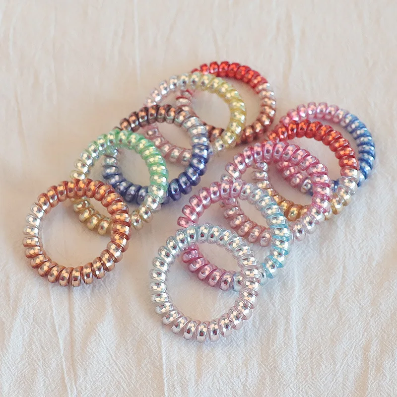 5 Pcs/Lot Colorful Telephone Wire Elastic Hair Bands Rope Gum Hair Ring Spiral Rubber Bands For Women Girl Hair Accessories