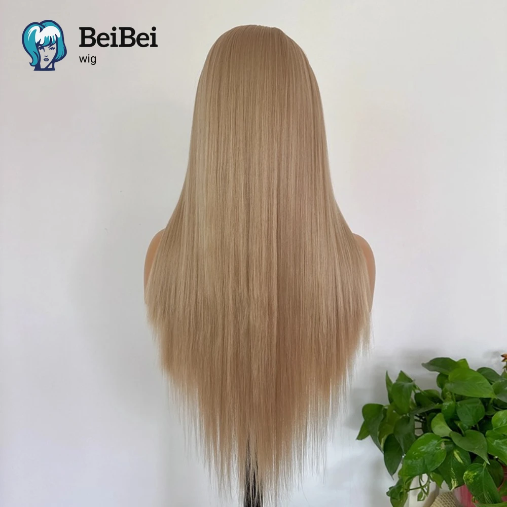 Медовый блондин, длинные шелковистые прямые волоконные парики, 26 дюймов, термостойкие парики спереди, натуральные синтетические волосы высокого качества для женщин