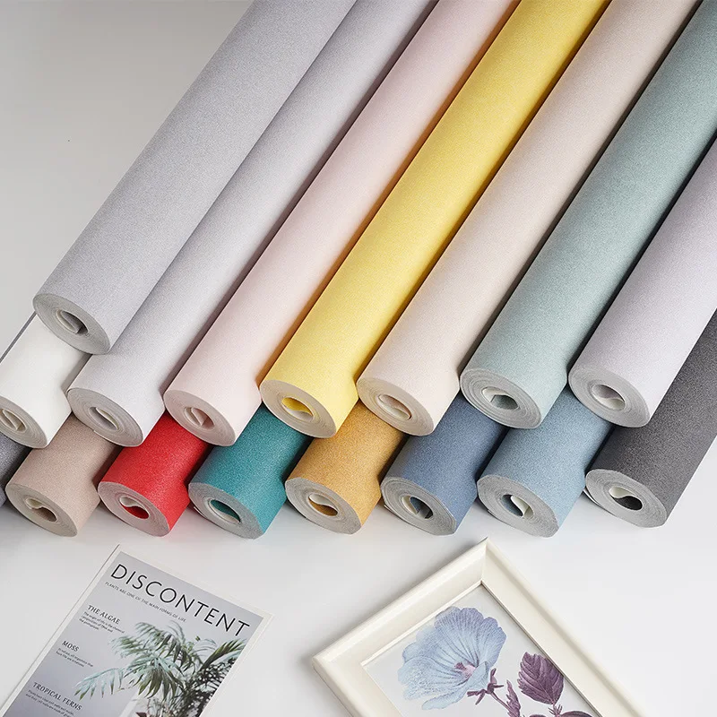 Lake Blue Diatom Mud Texture Wallpaper Non Self Adhesive Matte Solid Color Wall Paper Waterproof Modern Bedroom Hotel Decor