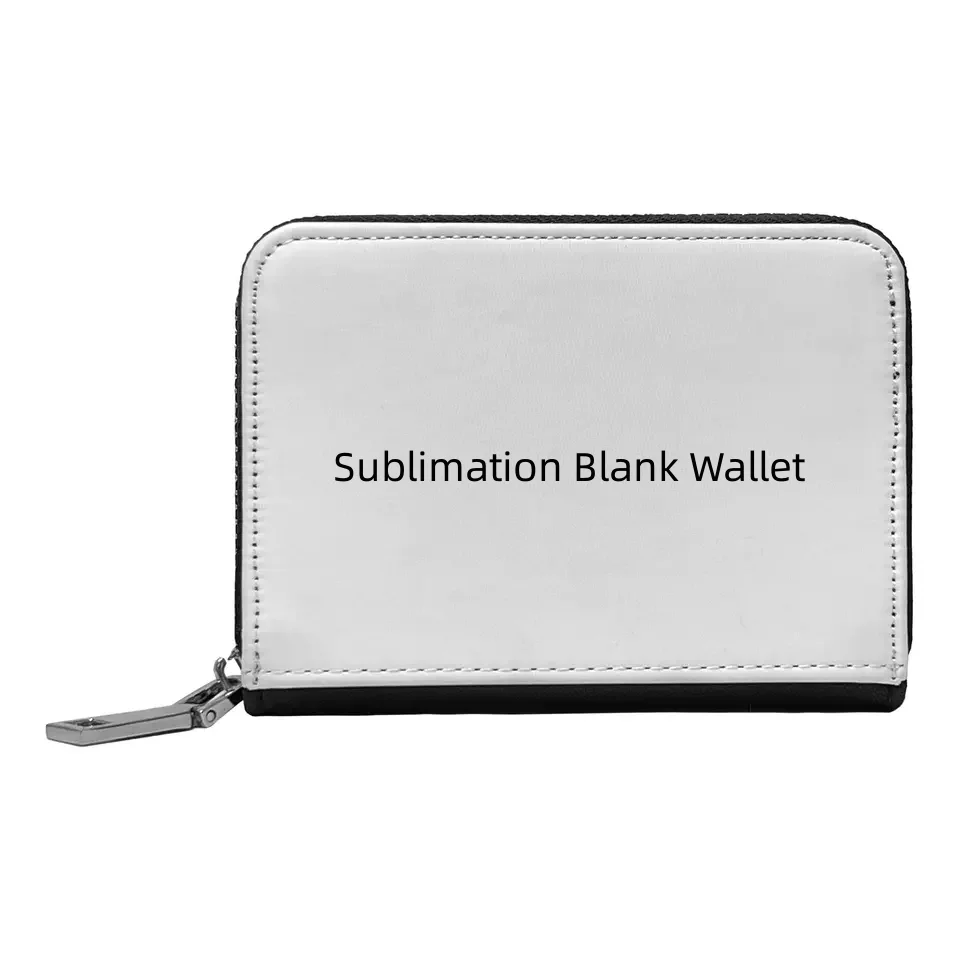 Personalized Sublimation Blank Lady Girls Wallet Bag Zipper Pu Leather Women Coin Purse Card Holder for  Gift Office Travel Work