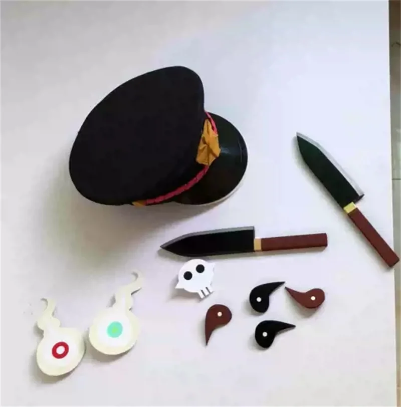 

New Yugi Amane Cosplay Hat Wig Comma Yashiro Nene Cosplay Headwear Ghost Fire Chest Decoration Cosplay Knife Props