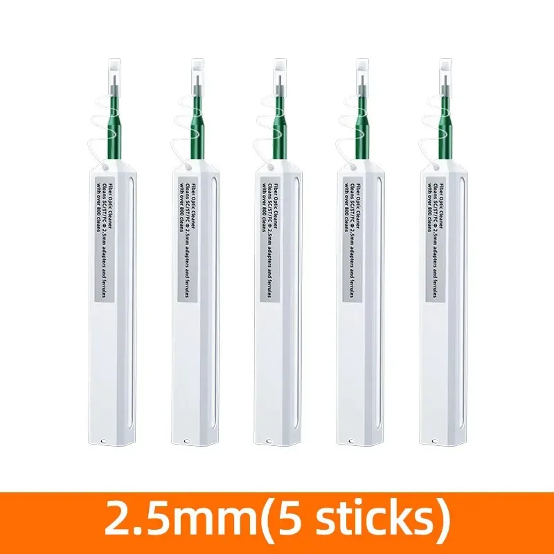 

5PCS 2.5mm 1.25mm LC SC FC ST One Click Optic Fiber Cleaner Pen Connectors Adapters and Ferrules 800 Times Cleaning