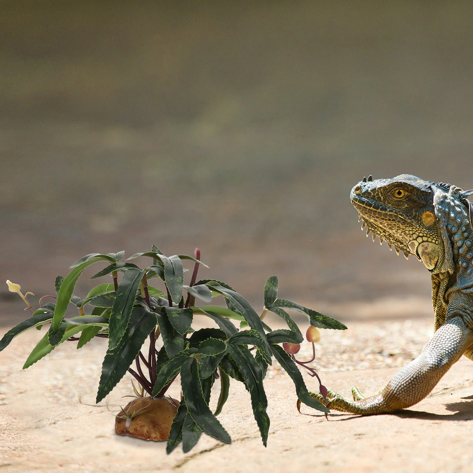 

Simulated Plants Green Reptile Box Artificial Resin Plastic Lively Natural Decoration Aquarium Supplies Reptile Pant