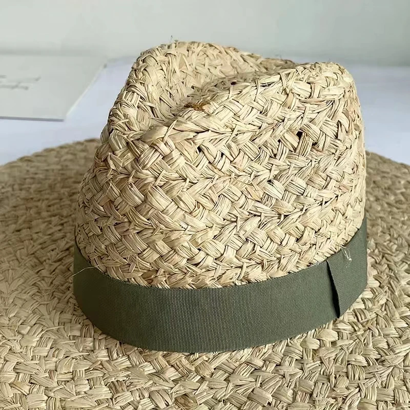 Handmade Women Summer Hat Wide Brim Raffia Hat Sun Protection Floppy Straw Hat Foldable Beach Hats Kentucky Derby Hat