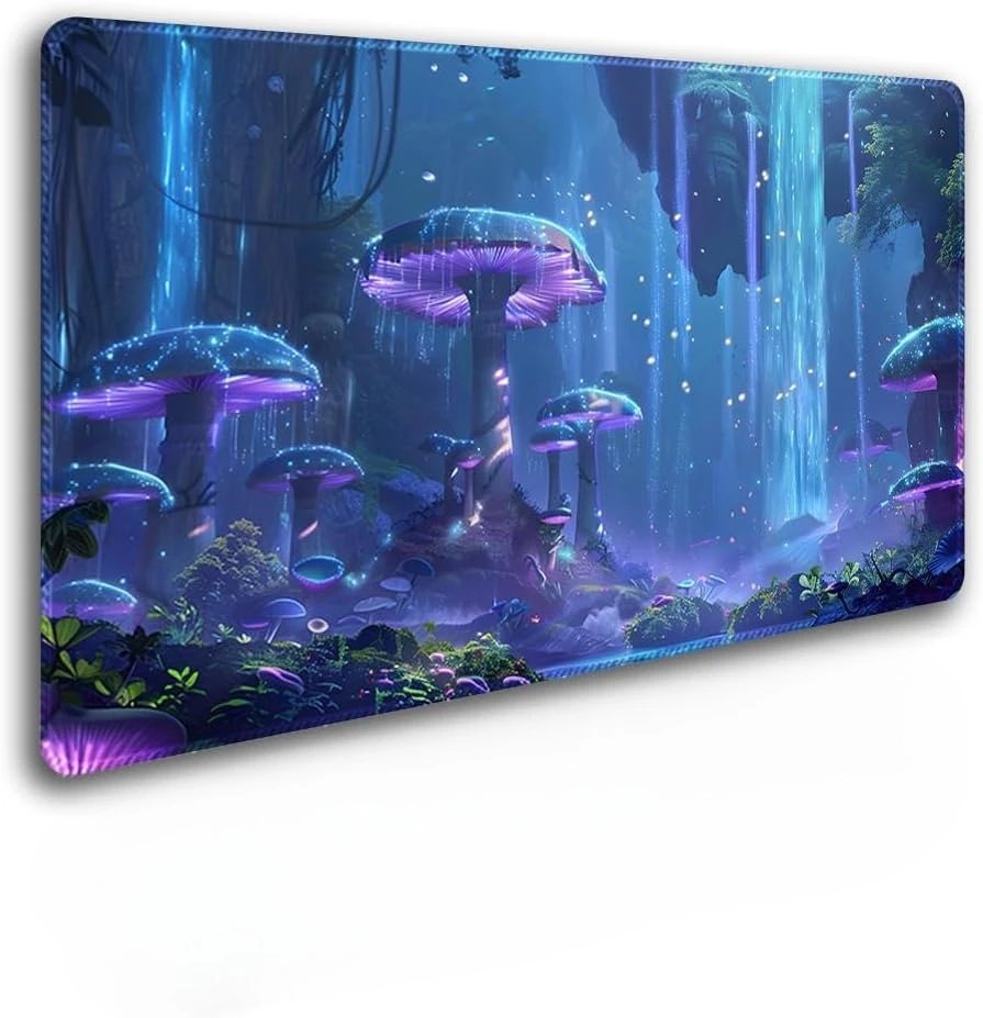 

Игровой коврик с фиолетовым грибовидным узором, украшение для рабочего стола компьютера, резиновая печать высокой четкости, противоскользящая, моющаяся, высокое качество