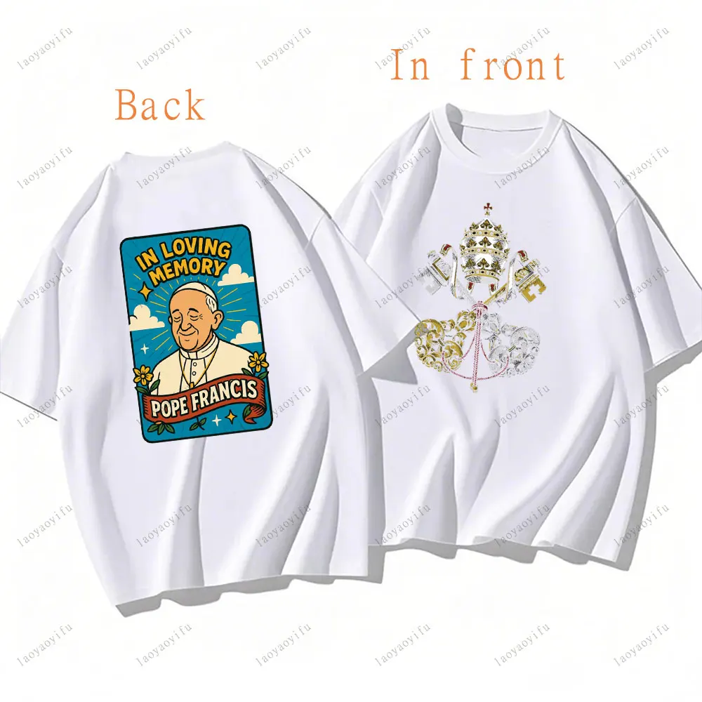Pope John Paul II T-Shirt Catholic Saint Graphic Tee Summer Breathable Camisetas Nostalgia Retro Street Fashion Tops