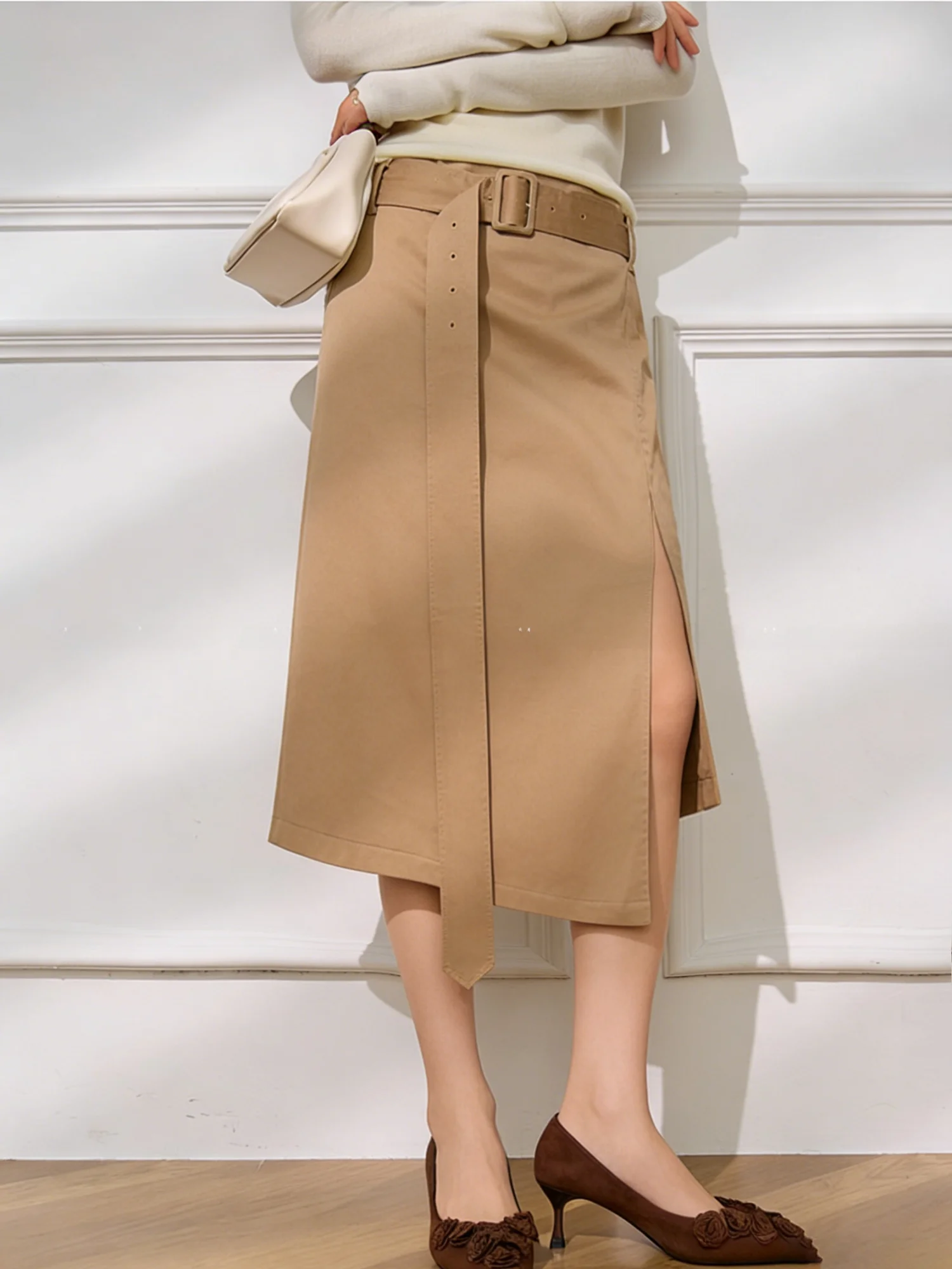 

Lulu Korean Style Commute Half Skirt Women's New Design Sensation Open Slimming Skirt High Waist Straight Cut Casual Summer