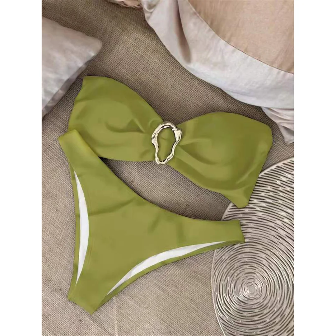 7 Farben Bandeau Metallring Brasilianischer Bikini Damen Badeanzug Frauen Bademode Zweiteiliger Bikini-Set Badeanzug Schwimmanzug V6516 – Detail 36
