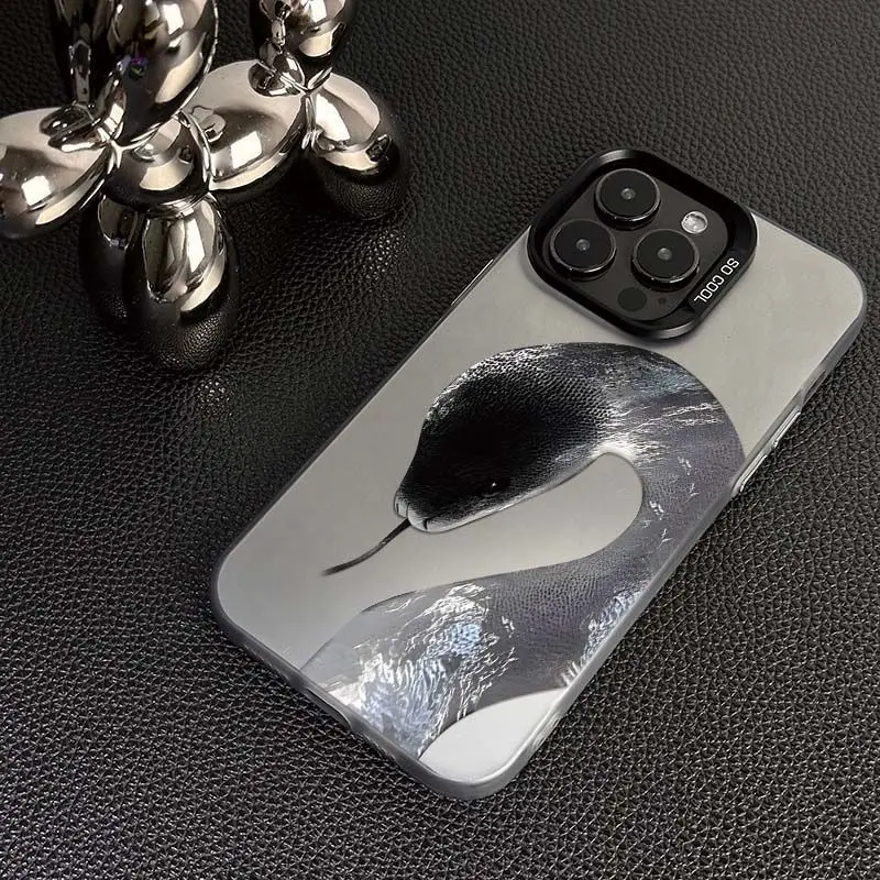 

Чехол для мобильного телефона Scale Snake подходит для iPhone 16, 15, 14, 13, 12, 11 Pro/Max/Plus, противоударная задняя крышка с защитой от отпечатков пальцев