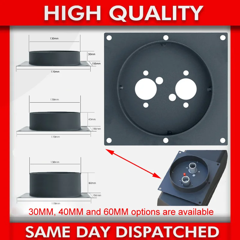 

30MM 40MM 60MM DIESEL HEATER MOUNTING PLATE TURRET PLANAR BLACK STAINLESS STEEL