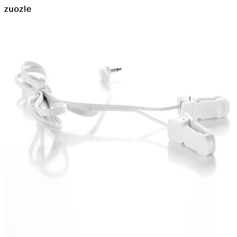 exquisite1Pcs 2.5mm Right Angle Plug Dual Ear Clamp Cable For Ear Clip Electrode Lead Wire TENS Pulse Therapy Massager Device