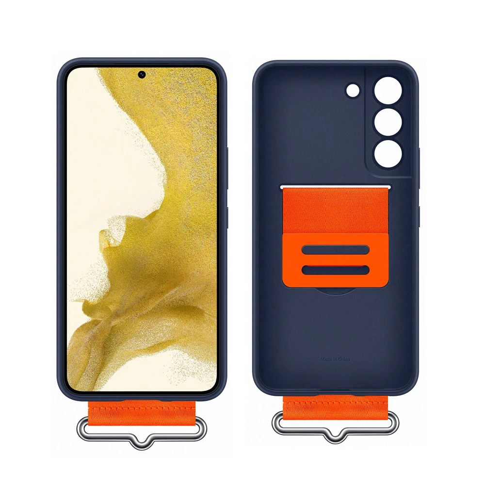 Original For Samsung Galaxy S22 S22+ S22Plus Silicone Case Wrist Strap Holder Shockproof wristband anti-fallmobile phone cover