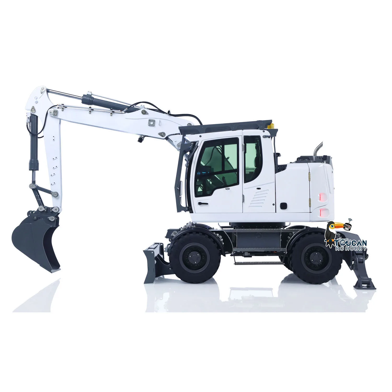 914 RTR 1:14 RC Hydraulic Wheeled Excavator 8-ways Valve 4×4 Digger Engineering Vehicle Axle Lock Upgrade Brushless Motor