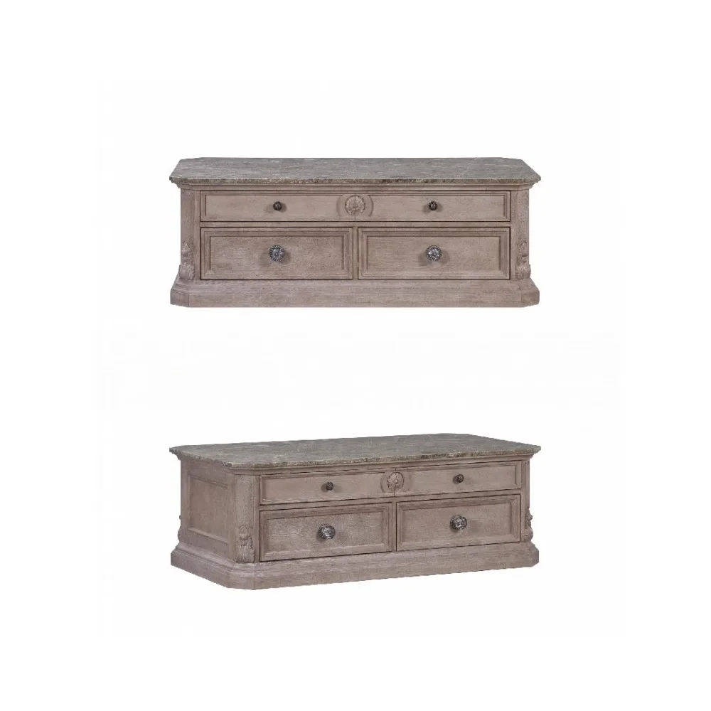 

Retro carved coffee table solid wood rectangular coffee table tea table