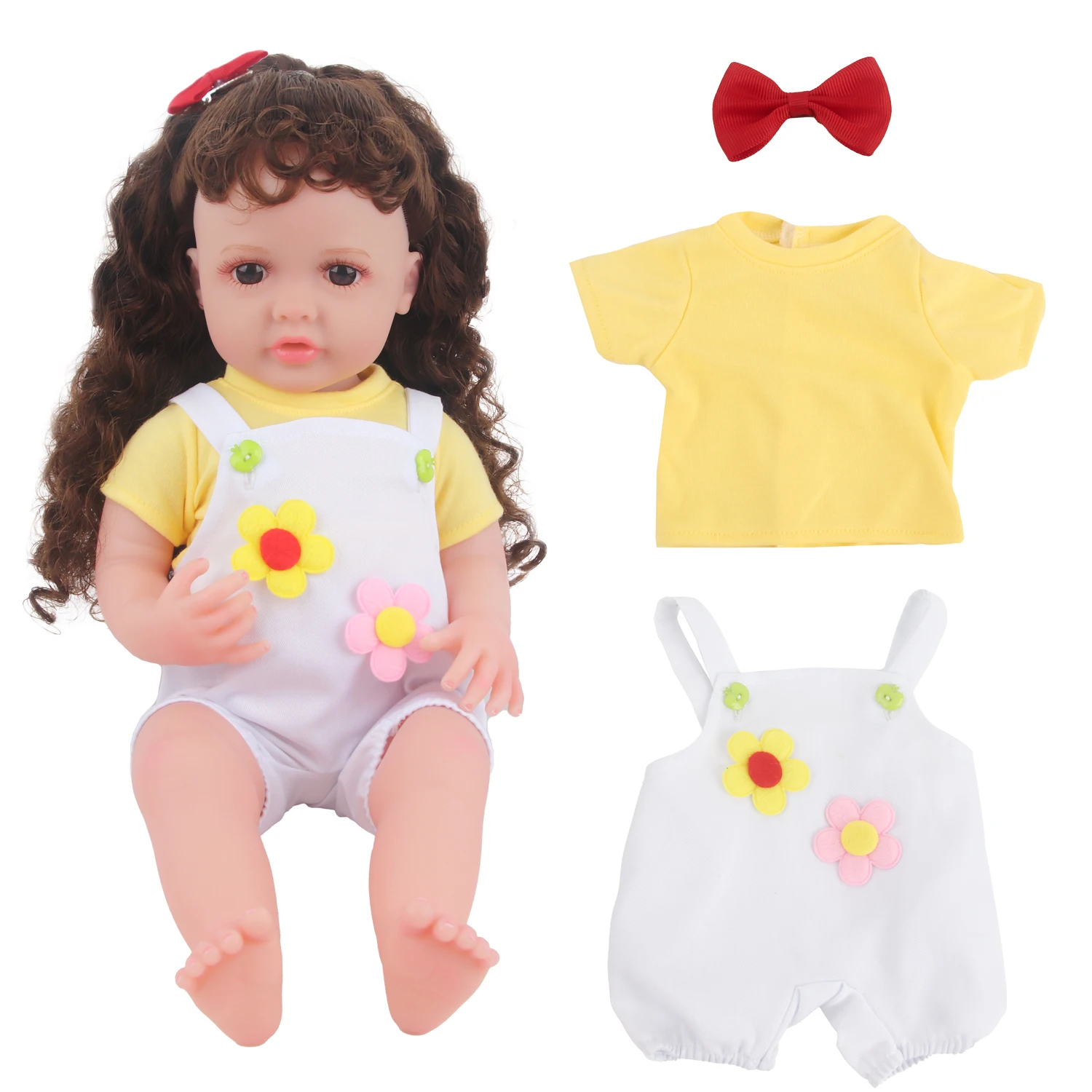 Puppen kleider Set für 22 Zoll wieder geborene Puppe T-Shirt Leibchen Hosen Haarnadel Kleidung Anzug für 55cm Baby Mädchen Puppen Spielzeug Zubehör