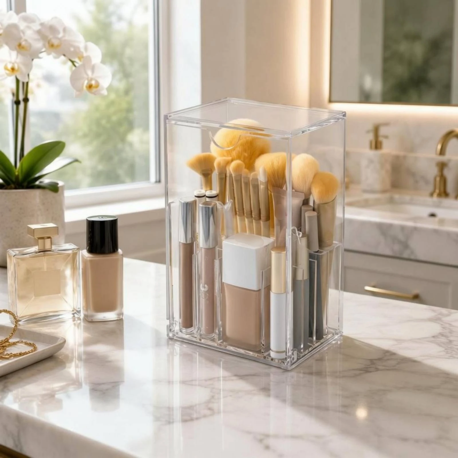 acrylic-makeup-brush-holder-easy-to-clean-makeup-brush-holder-beauty-storage-no-assembly-required-rounded-edges-for-vanity