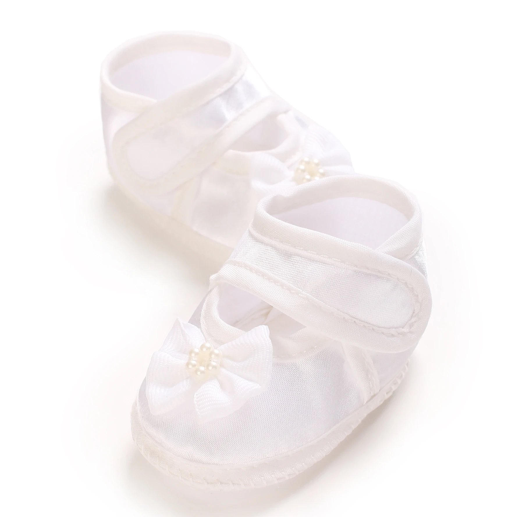 أحذية المعمودية البيضاء للأطفال حديثي الولادة زوج أول من أحذية المعمودية للأولاد والبنات حذاء مشي ناعم سوليد للأطفال