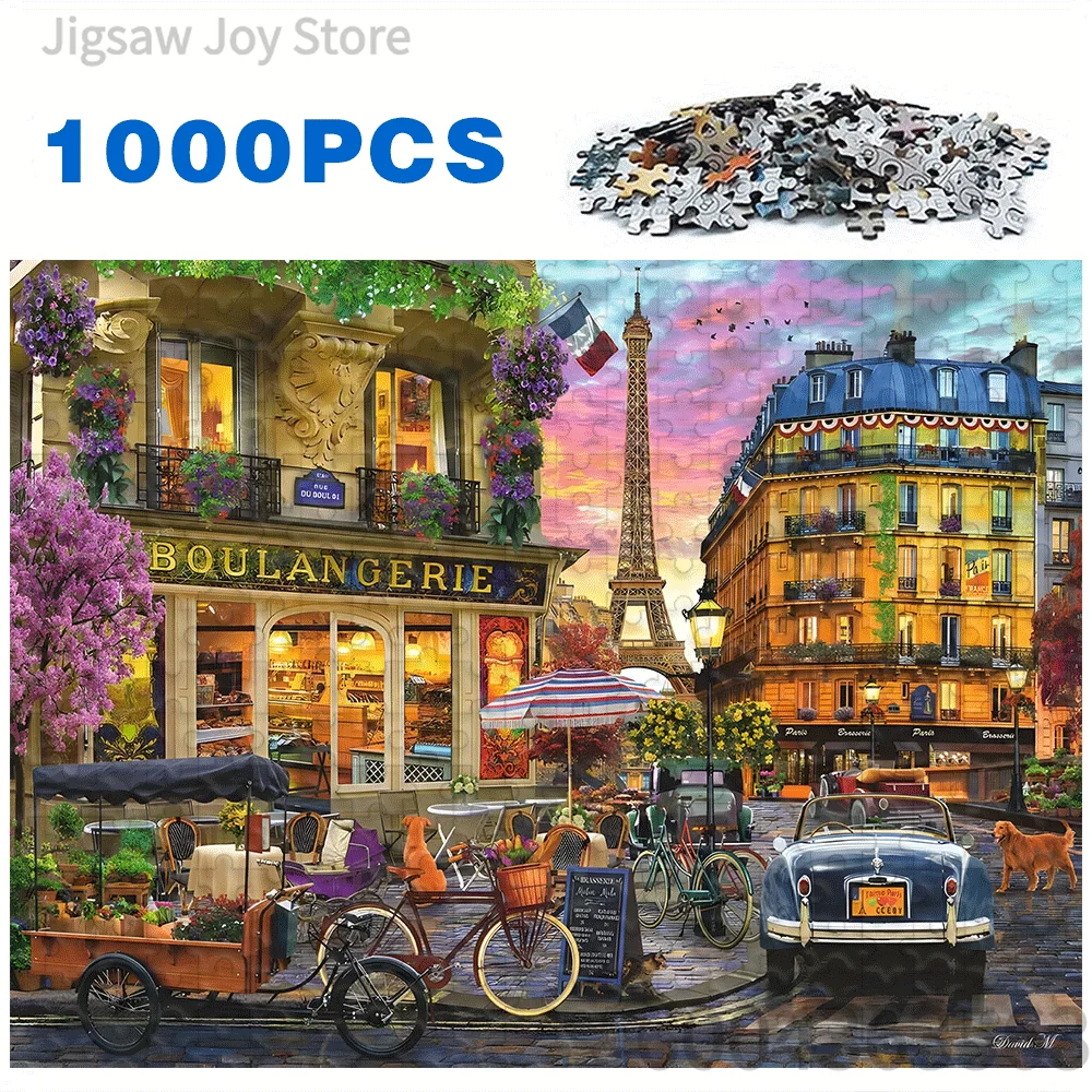 500/1000/1200/2000Pcs Jigsaw Puzzle Paris Street Eiffel Tower Farm Truck Guitar Seaside Amusement Park Vintage Barn Adult Gift