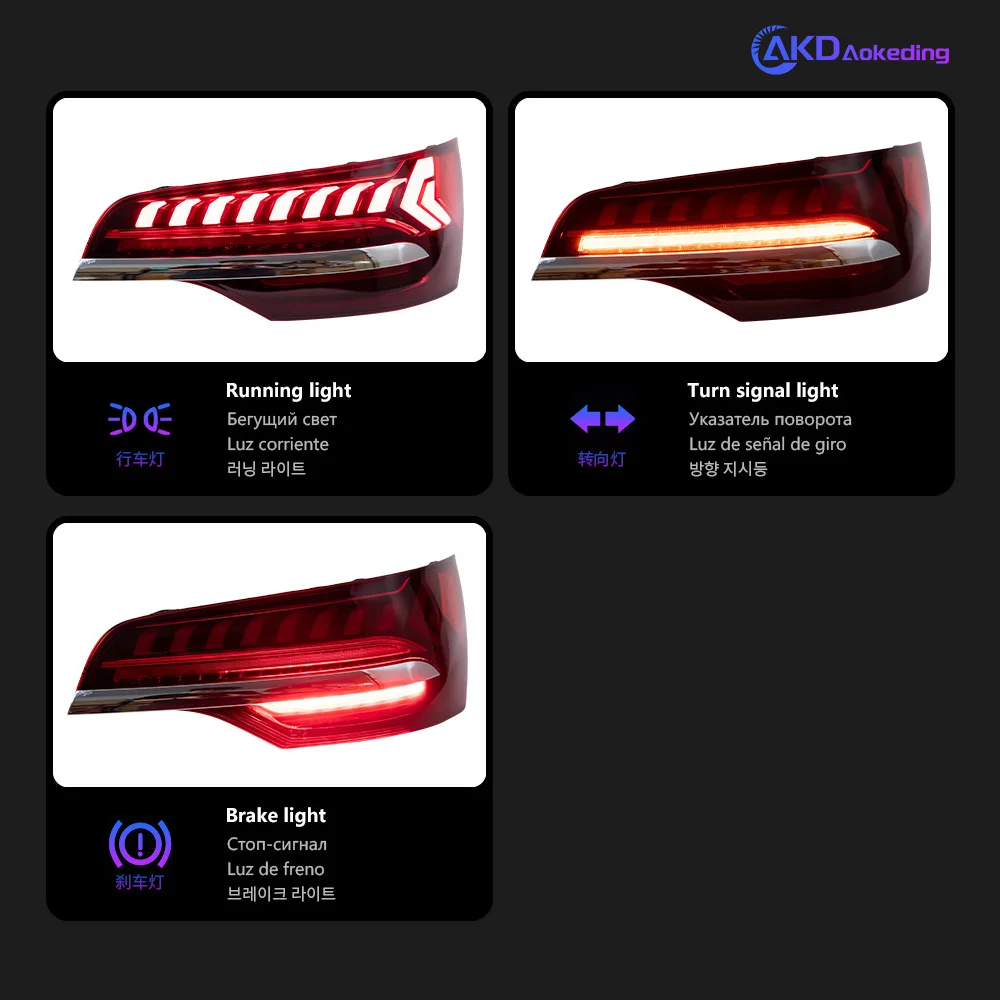 AKD Tail Lamp for AUDI Q7 LED Tail Light 2006-2015 Q7 Rear Fog Brake Turn Signal Automotive Accessories