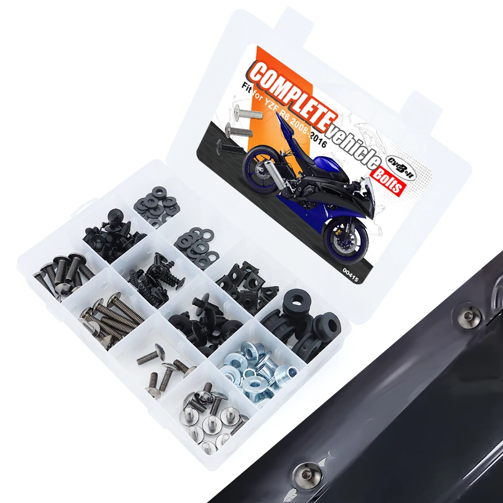 

For Yamaha YZF R6 2008 2009 2010 2011 2012 2013 2014 2015 2016 Motorcycle Complete Full Fairing Bolts Kit Steel Screws Washers