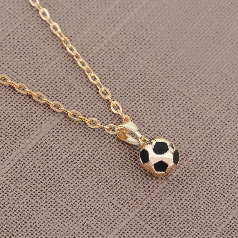 European And Foreign Trade New World Cup Football Sports Series Personality Alloy Paint Round Football Necklace Pendant Man