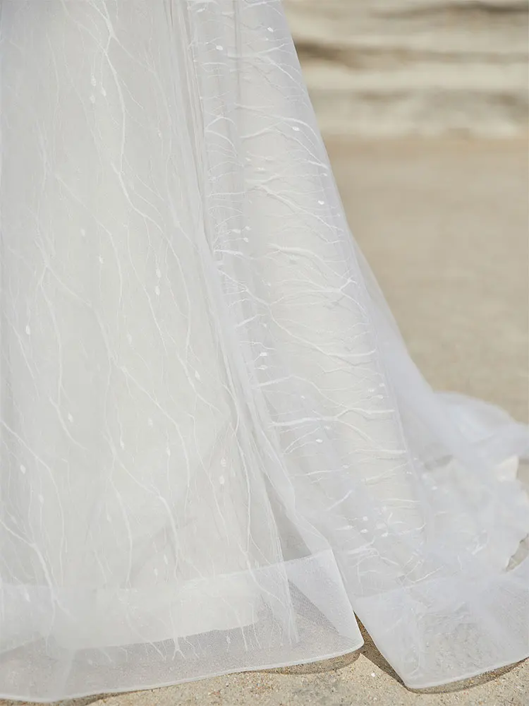 Luxury Wedding Dresses 2024 Long Sleeves Tulle Lace Appliques Backless Bridal Gown For Bride Party Gown