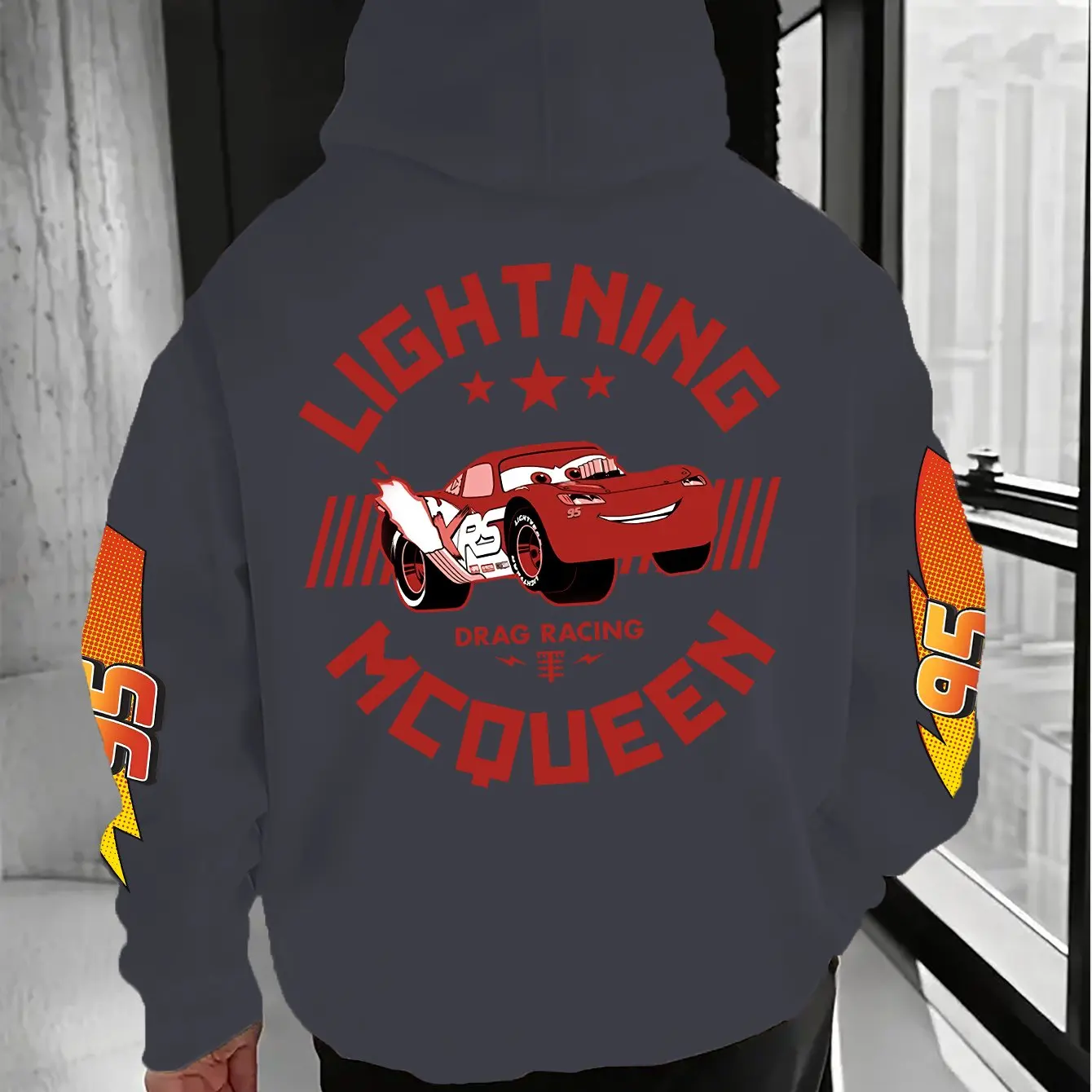 

Men's Disney Cars Lightning McQueen Hoodies Fashion Oversized Unisex Sweatshirts Autumn and Winter Fleece Casual Versatile