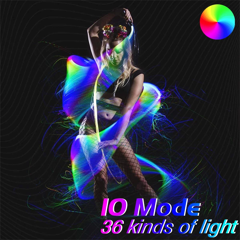 

LED Fiber Optic Whip 360° Glowing Twinkle Dance Whip Flow Pixel Light-up Whip for Lace Dance Festival Night Party Disco Dance