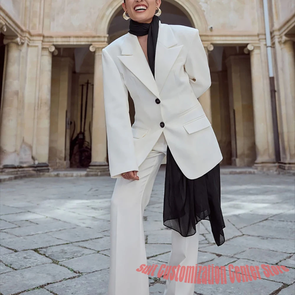 Ensemble veste et pantalon élégant pour femmes, coupe cintrée, simple boutonnage, costume à revers, Streetwear quotidien, tenue formelle de bureau pour dames d'affaires