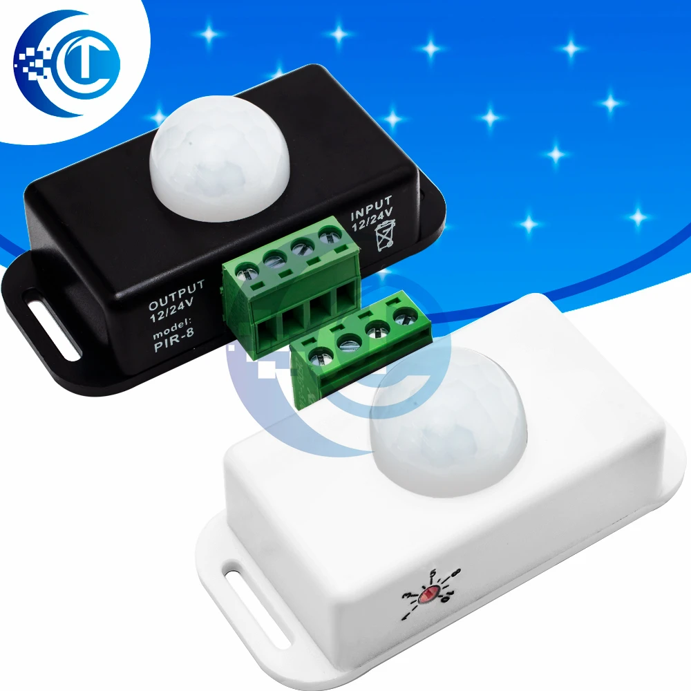 Smart PIR Motion Sensor Switch for DIY Lighting - 8A 12V/24V DC IR Detector (1PC) Compatible with LED Strips & Lamps