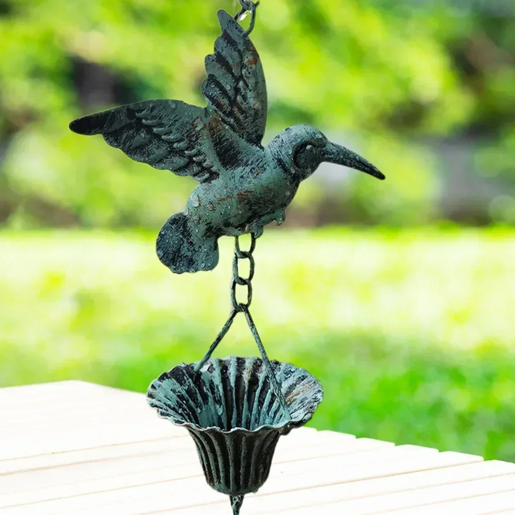 

Experience the charm of rainwater flowing down an elegant metal rain chain perfect for enhancing For outdoor decor