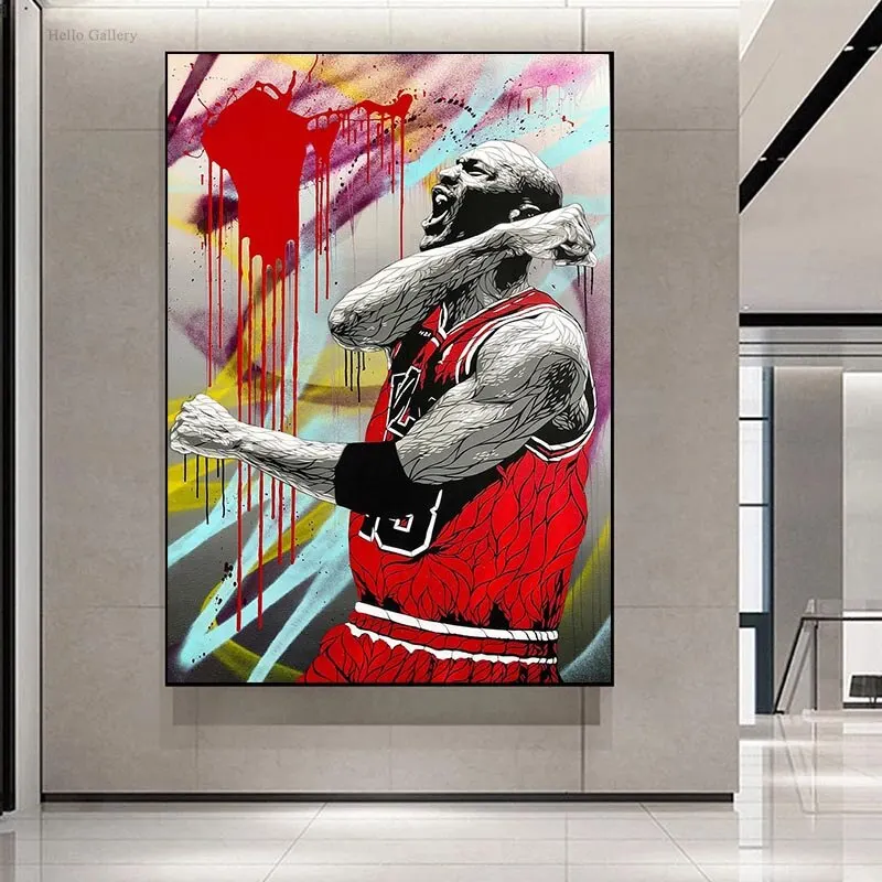 Basketball Graffiti Canvas Poster  Inspirational Sports Wall Art  Boys Room Decor  Unframed Home Decoration