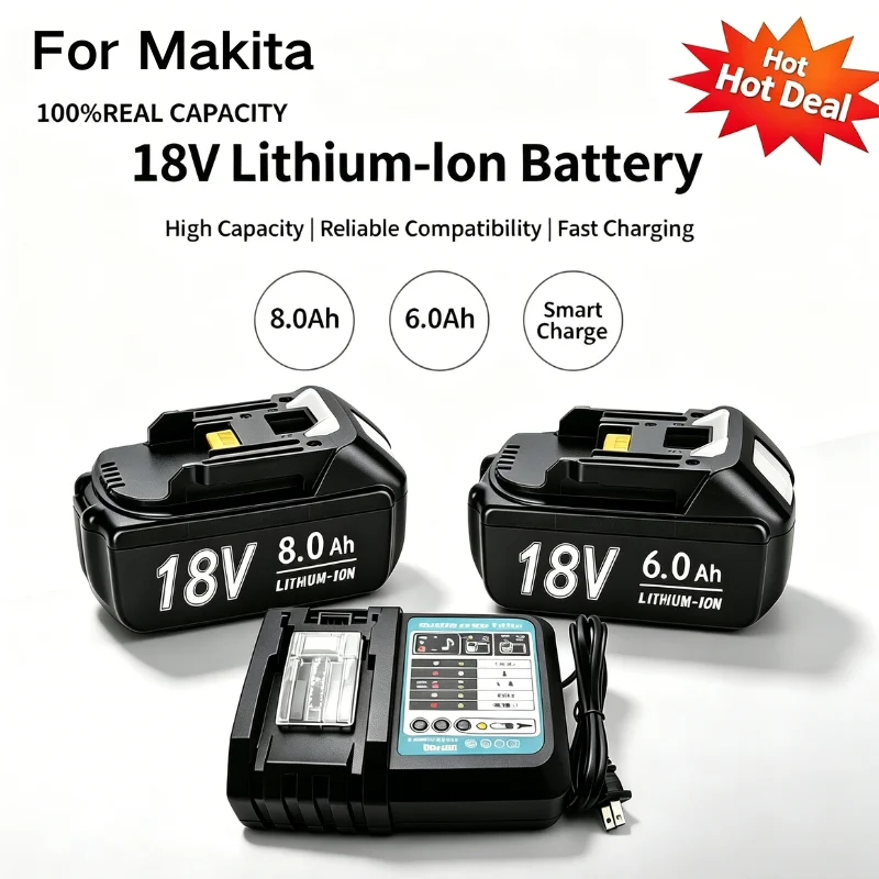 For Makita 18V 6Ah 8Ah Battery Rechargeable Battery 100% Real Capacity 18650 Lithium-ion Cell Suitable For Makita Power Tool
