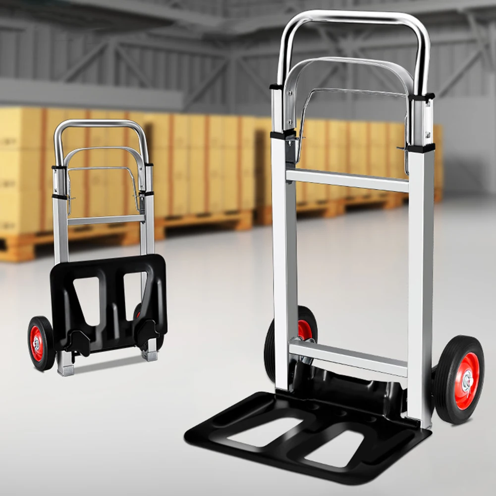 Folding Sack Truck Portable Dolly Cart Long Telescoping Handle Aluminum Moving Trolley Multifunctional for Indoor Outdoor