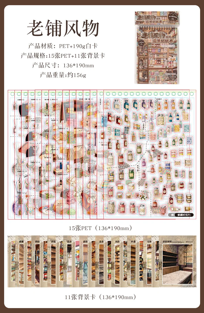 28 Stück 3D Retro Hongkong-Stil Laden-Szenen-Aufkleber DIY Handgemachte Collage Scrapbooking Tagebuch Deko Schreibwaren-Aufkleber – Detail 16