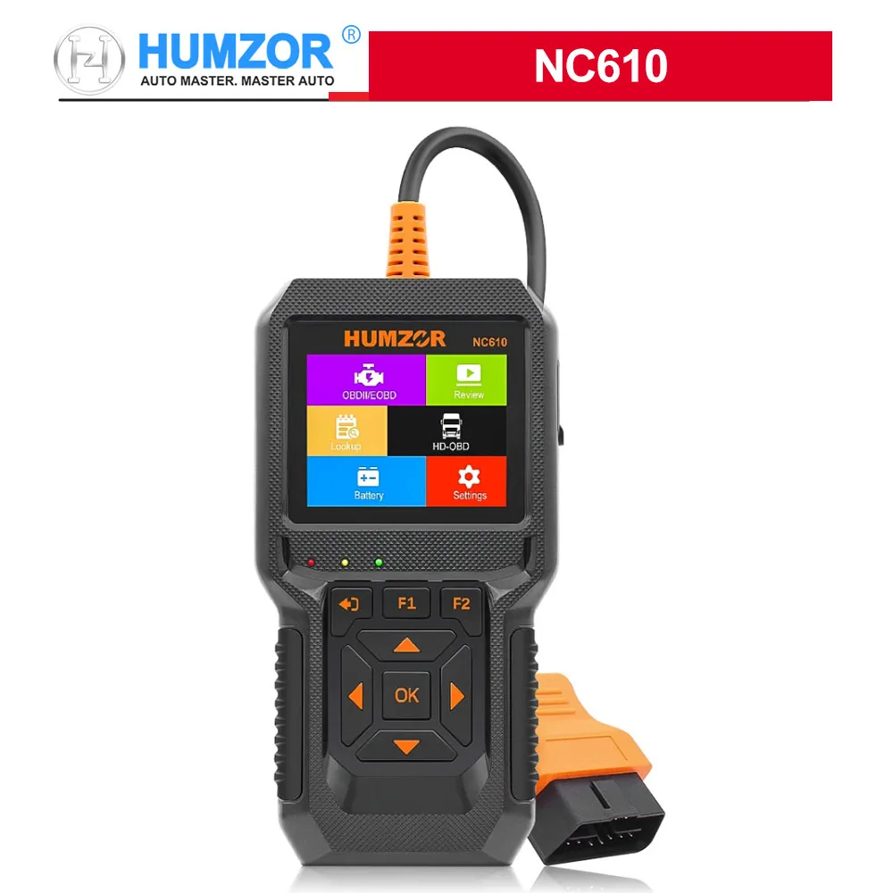 

HUMZOR NC610 OBD2 OBDII Engine J1939 Automotive Scanner 12V/24V Heavy Duty Truck Scanner Car Code Reader Diesel Diagnostic Tool