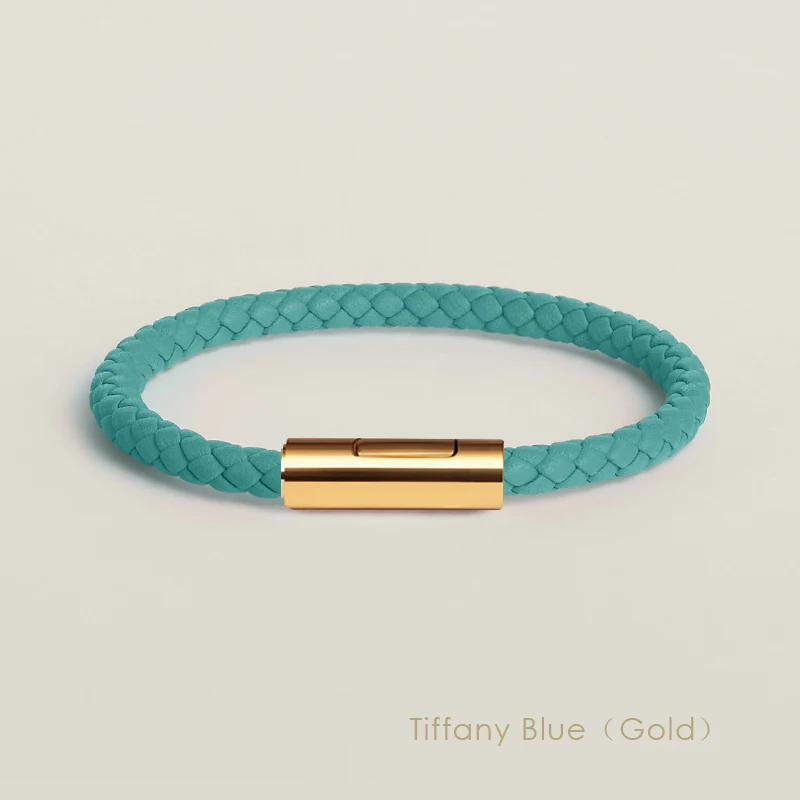 Klassisches Designer-Armband für Männer und Frauen, exquisites Armband, Edelstahl-Knopf-Lederarmband, handgewebt, weiblicher Schmuck, Geschenke, 15 Farben