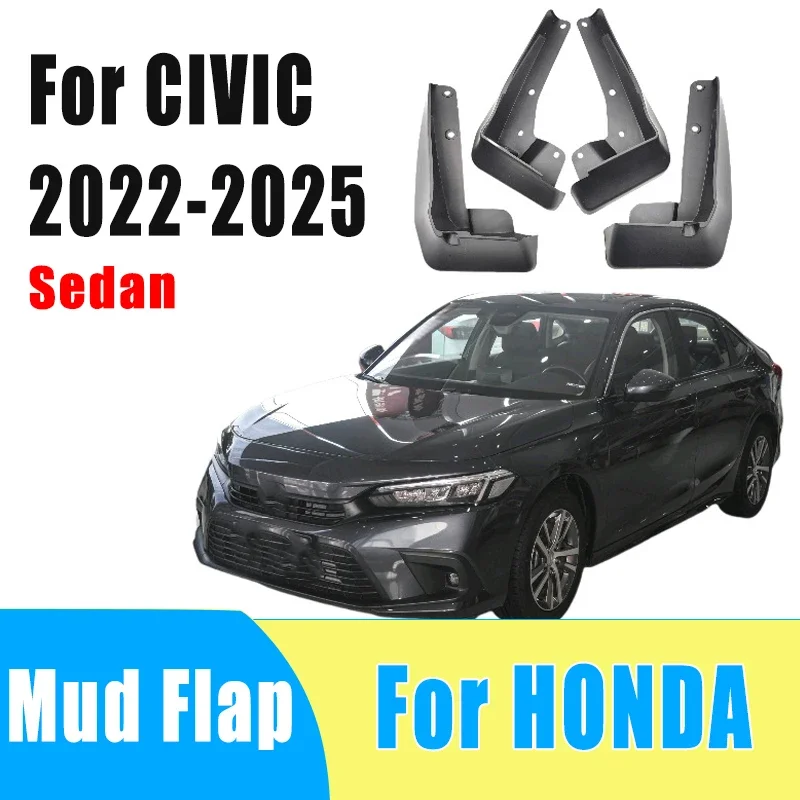 

4pcs Auto Tire Mudguard Waterproof Prevent Mud Splashing Car Mud Flap Fender Trim Accessories For HONDA CIVIC Sedan 2022-2025
